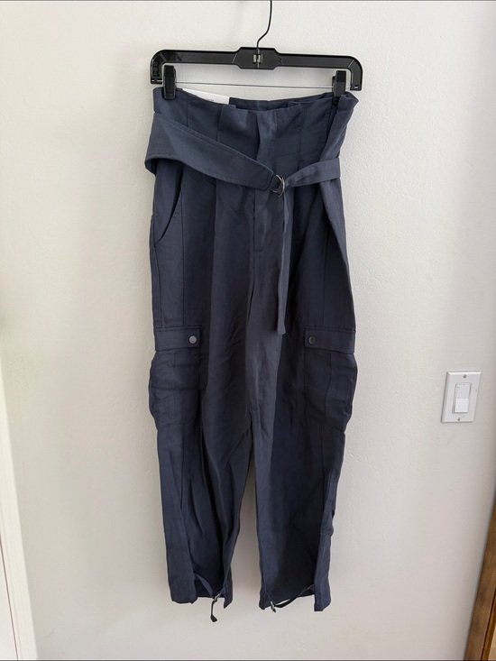 Zara Pants - Zara Navy High-Waist Paperbag Cargo Joggers with Belt